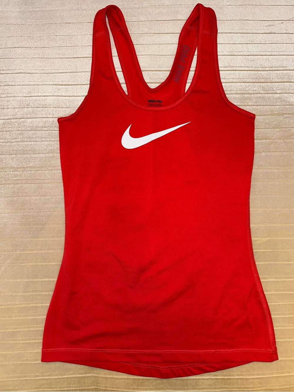Nike Pro Women's Red Performance Racerback Dri-Fit Tank with White Swoosh